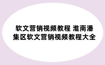 软文营销视频教程 淮南潘集区软文营销视频教程大全